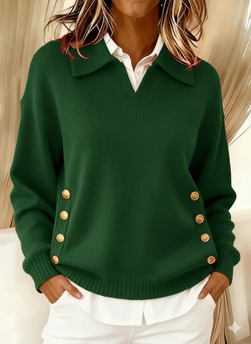 Vynette| V-Neck Sweater with Collar