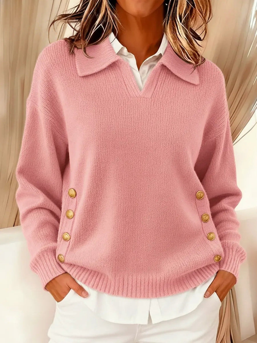 Vynette| V-Neck Sweater with Collar