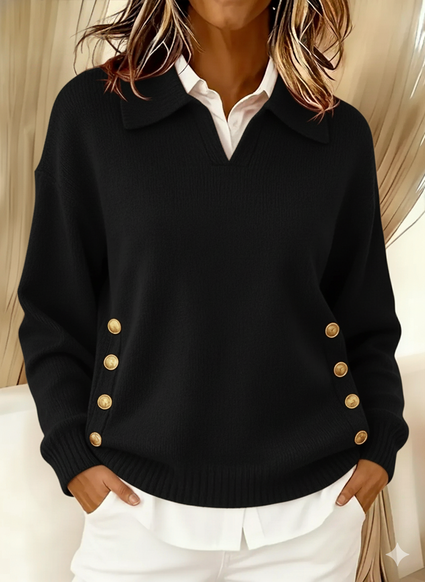 Vynette| V-Neck Sweater with Collar