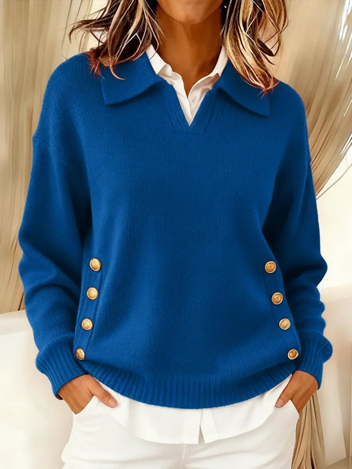 Vynette| V-Neck Sweater with Collar