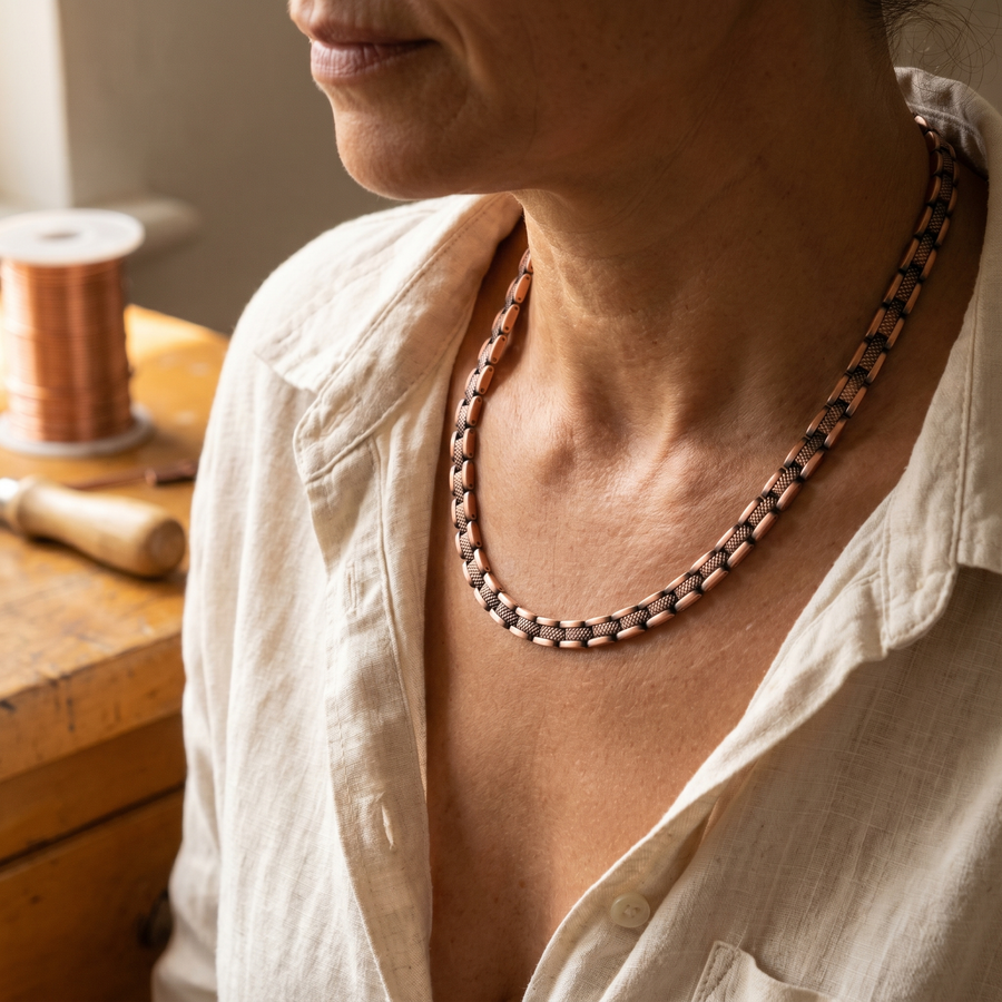 Holly | Mixed-Texture Copper Link Necklace